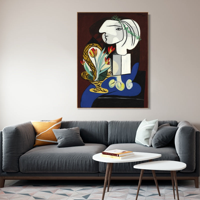 INVIN ART Framed Canvas Giclee Print Art Still life with tulips by Pablo Picasso Wall Art