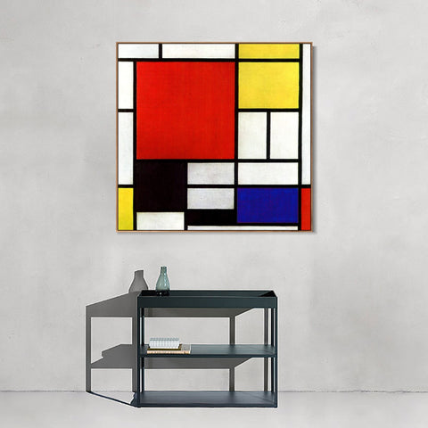 INVIN ART Framed Canvas Abstract Composition in Red, Yellow, Blue and Black, 1921 by Piet Cornelies Mondrian Wall Art Living Room Home Office Decorations