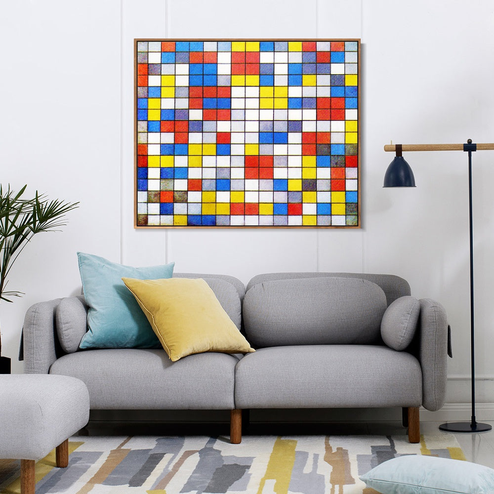 INVIN ART Framed Canvas Series#074 by Piet Cornelies Mondrian Wall Art Living Room Home Office Decorations