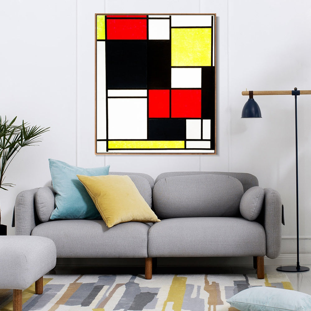 INVIN ART Framed Canvas Series#079 by Piet Cornelies Mondrian Wall Art Living Room Home Office Decorations