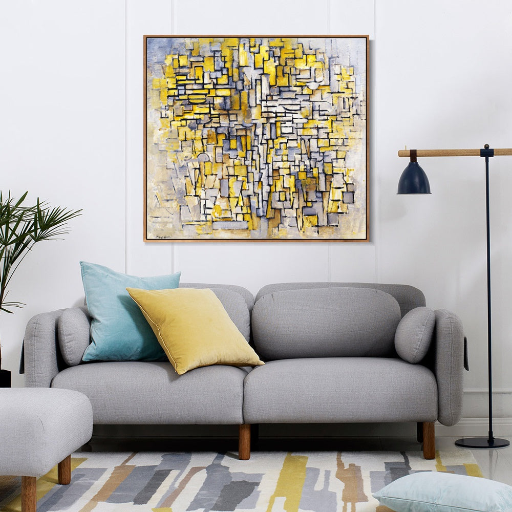 INVIN ART Framed Canvas Tableau No 2, Composition No VII, 1913 by Piet Cornelies Mondrian Wall Art Living Room Home Office Decorations