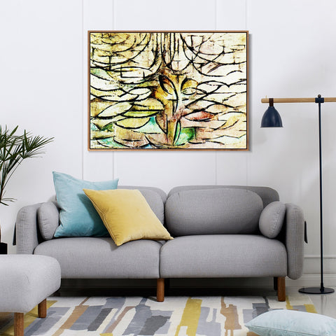 INVIN ART Framed Canvas Apple Tree in Bloom by Piet Cornelies Mondrian Wall Art Living Room Home Office Decorations