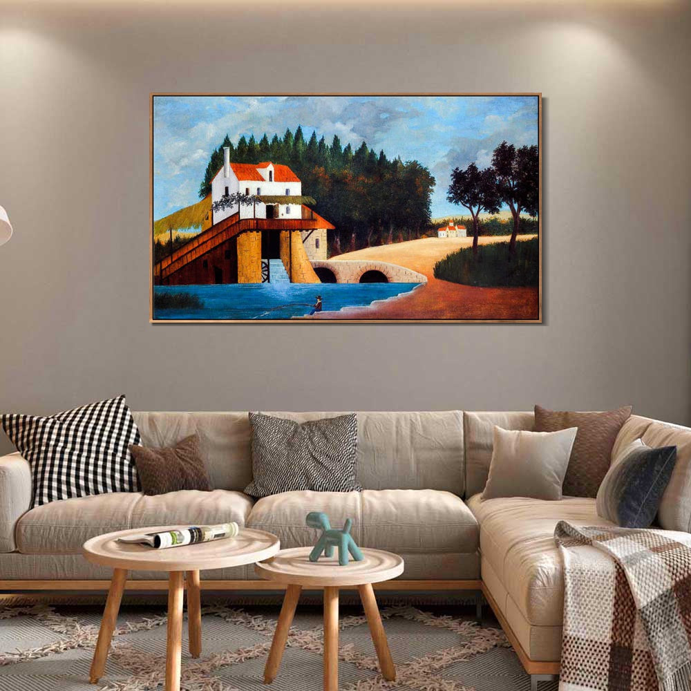 INVIN ART Framed Canvas Giclee Print Art The Mill by Henri Rousseau Wall Art