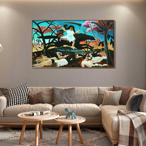 INVIN ART Framed Canvas Giclee Print Art War or the Ride of Discord by Henri Rousseau Wall Art Living Room Home Office Decorations