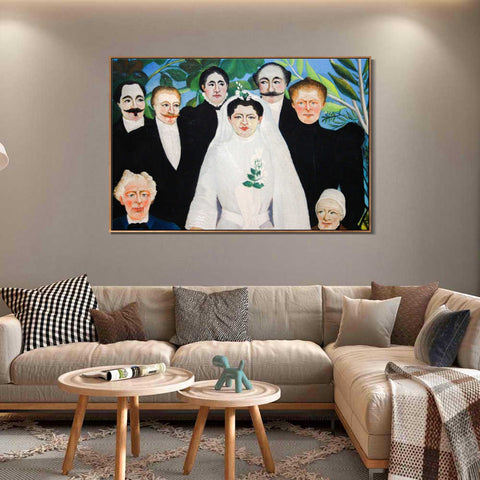 INVIN ART Framed Canvas Giclee Print Art The Wedding Party#2 by Henri Rousseau Wall Art Living Room Home Office Decorations