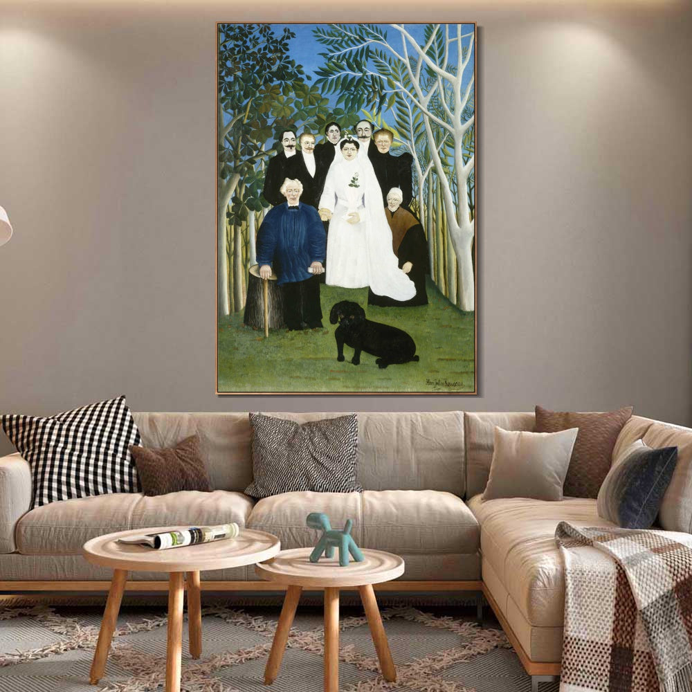 INVIN ART Framed Canvas Giclee Print Art The Wedding Party by Henri Rousseau Wall Art
