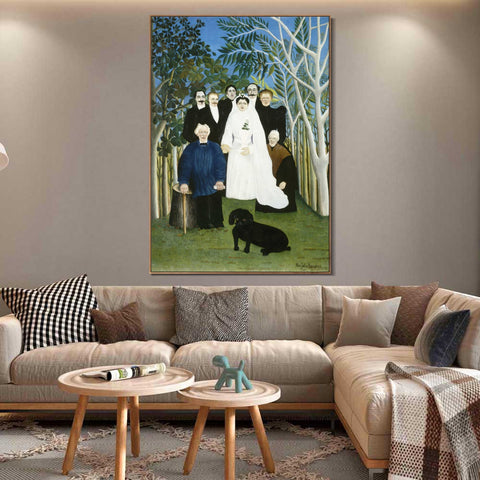 INVIN ART Framed Canvas Giclee Print Art The Wedding Party by Henri Rousseau Wall Art Living Room Home Office Decorations