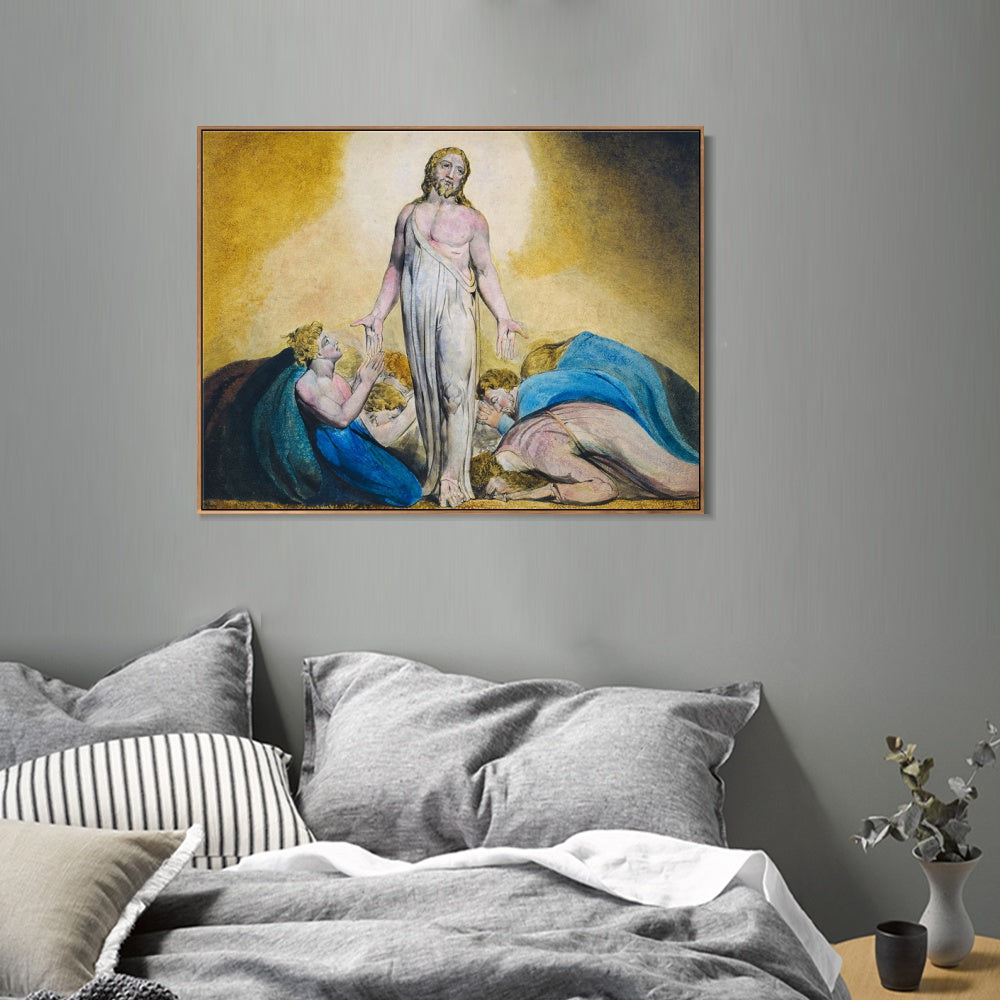 INVIN ART Framed Canvas Giclee Print Art Christ Appearing to The Apostles After The Resurrection#2 by William Blake Wall Art