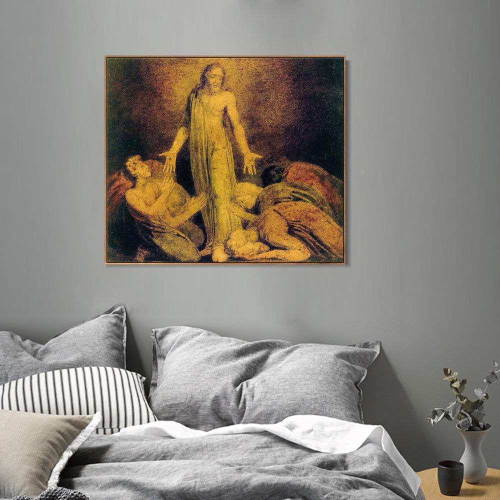 INVIN ART Framed Canvas Giclee Print Art Christ Appearing to The Apostles After The Resurrection#3 by William Blake Wall Art