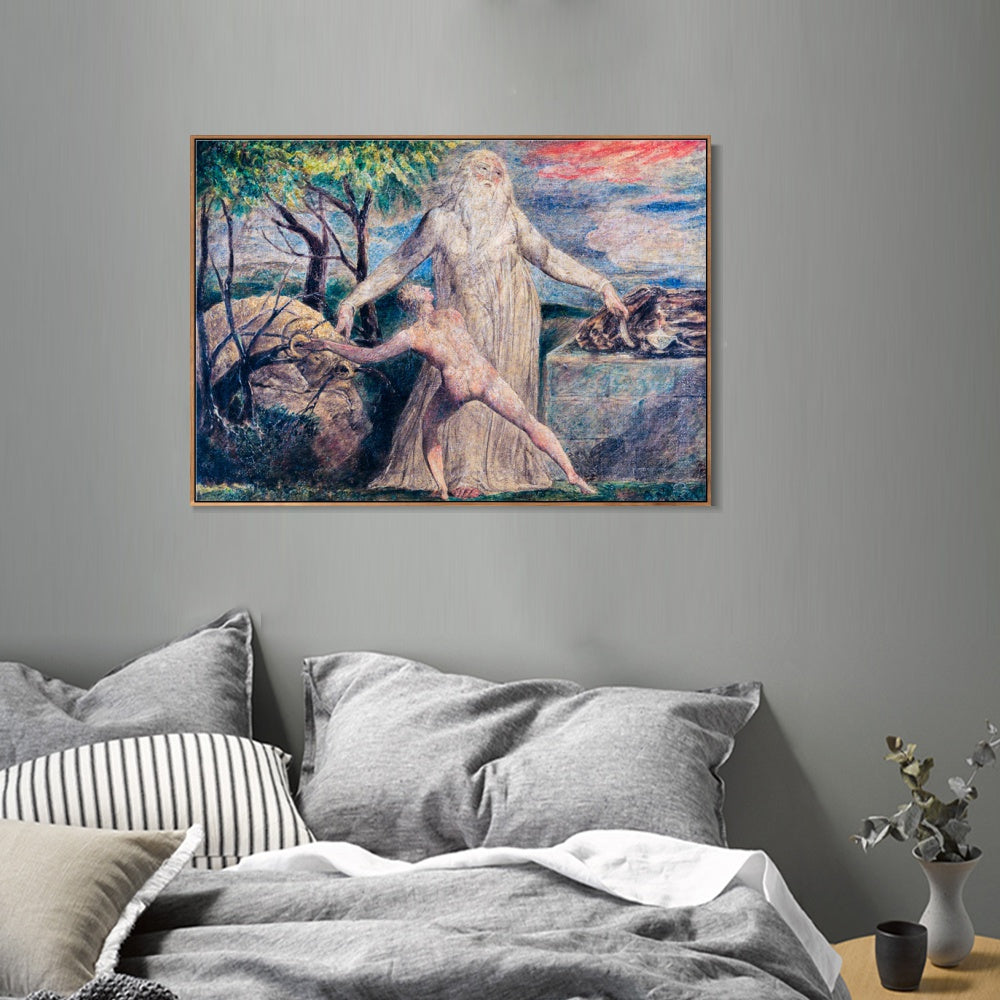 INVIN ART Framed Canvas Giclee Print Art Abraham and Isaac by William Blake Wall Art