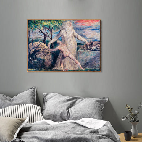 INVIN ART Framed Canvas Giclee Print Art Abraham and Isaac by William Blake Wall Art Living Room Home Office Decorations