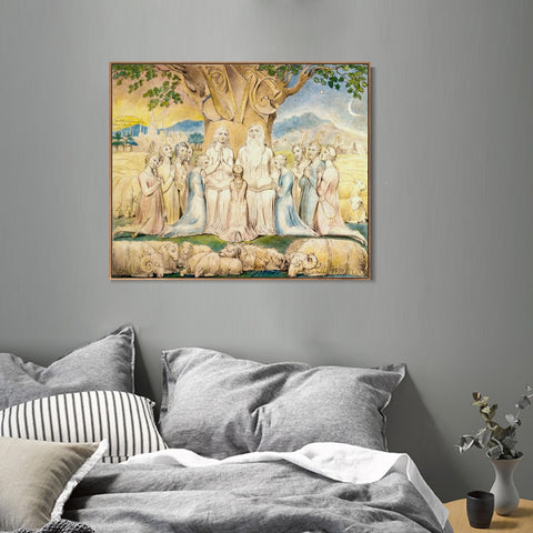 INVIN ART Framed Canvas Giclee Print Art Job and His Family by William Blake Wall Art Living Room Home Office Decorations
