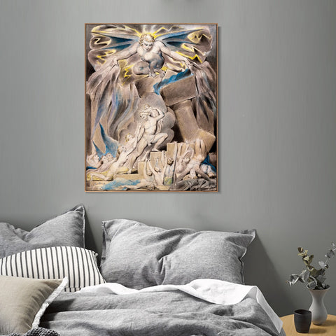 INVIN ART Framed Canvas Giclee Print Art Series#012 by William Blake Wall Art Living Room Home Office Decorations