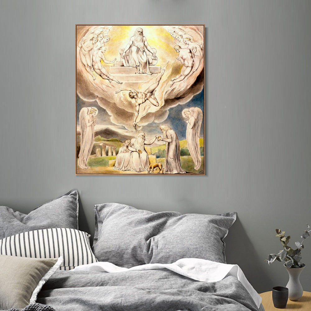 INVIN ART Framed Canvas Giclee Print Art Satan Going Forth from The Presence of The Lord by William Blake Wall Art