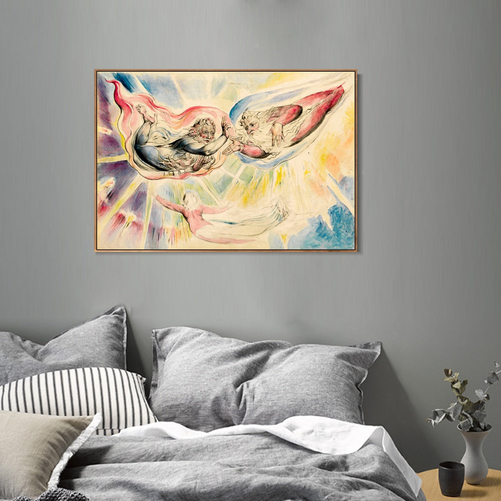 INVIN ART Framed Canvas Giclee Print Art St Peter and St James with Dante and Beatrice by William Blake Wall Art
