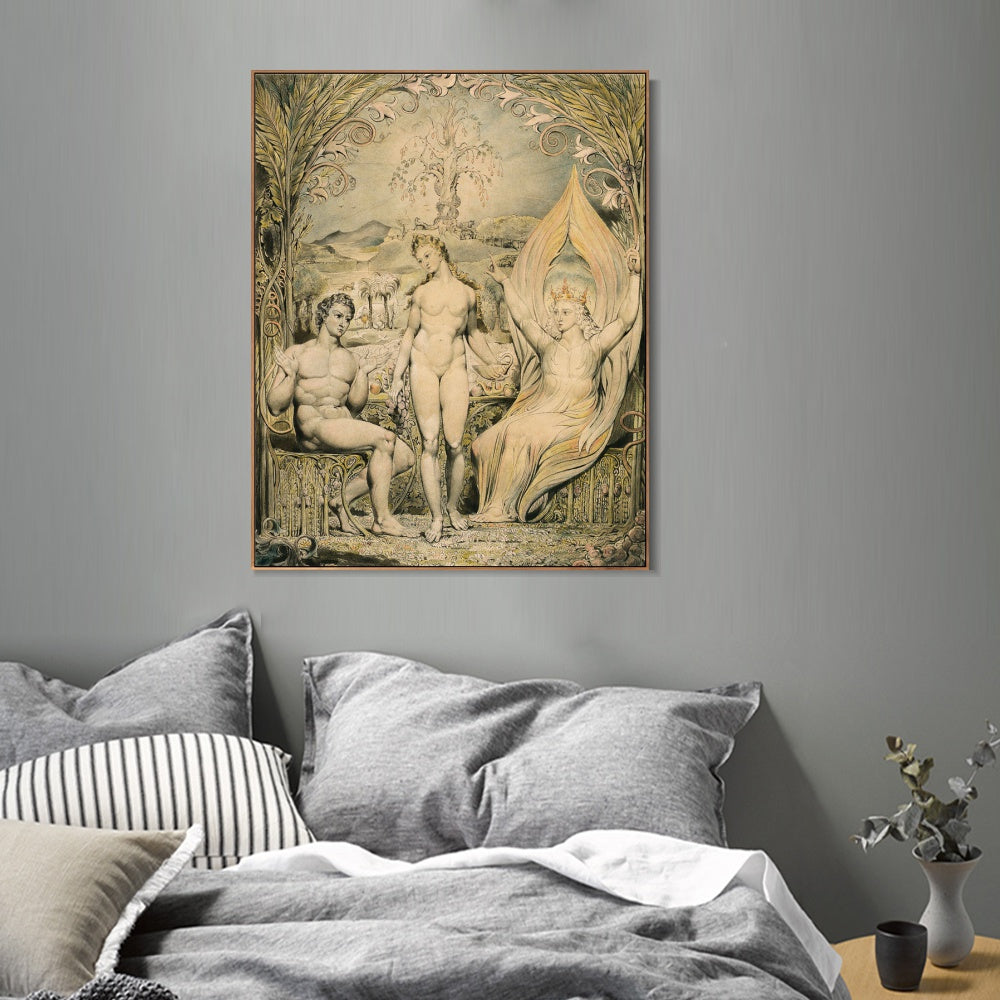 INVIN ART Framed Canvas Giclee Print Art The Archangel Raphael with adam and eve by William Blake Wall Art