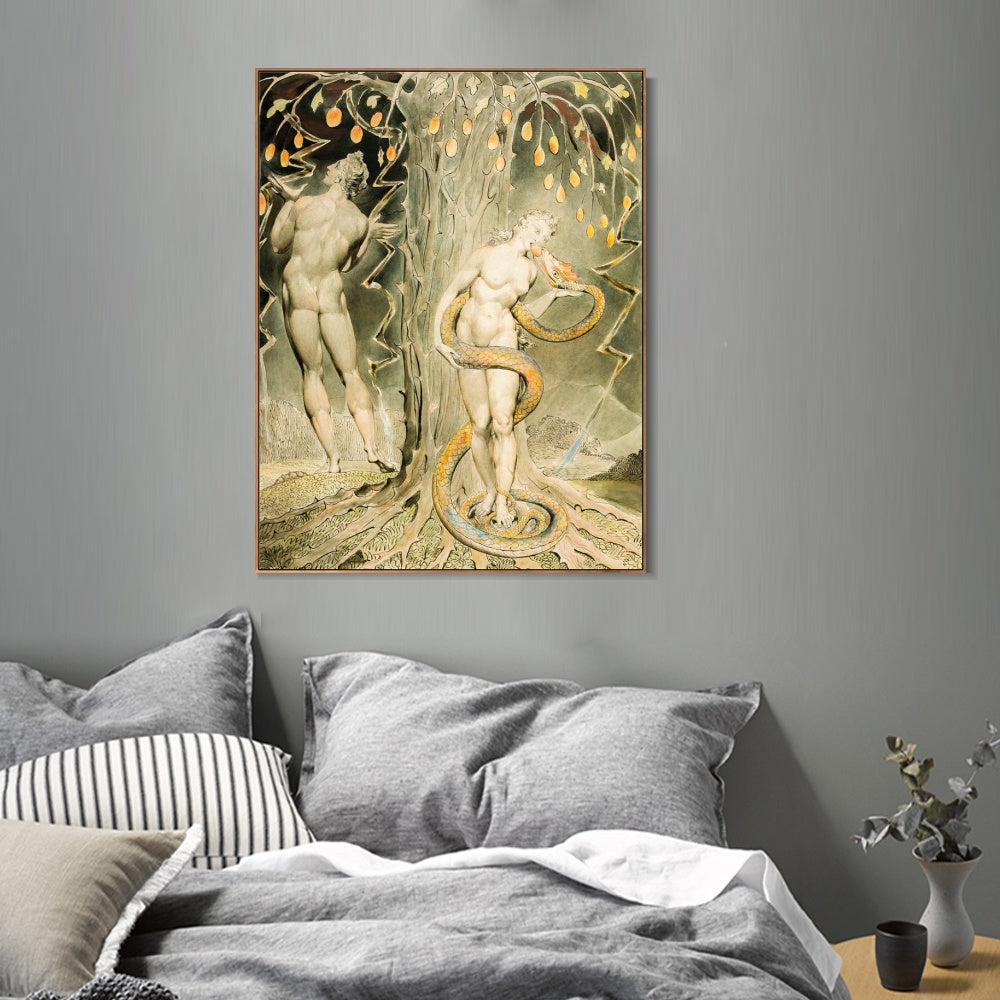 INVIN ART Framed Canvas Giclee Print Art The Temptations and Fall of eve by William Blake Wall Art