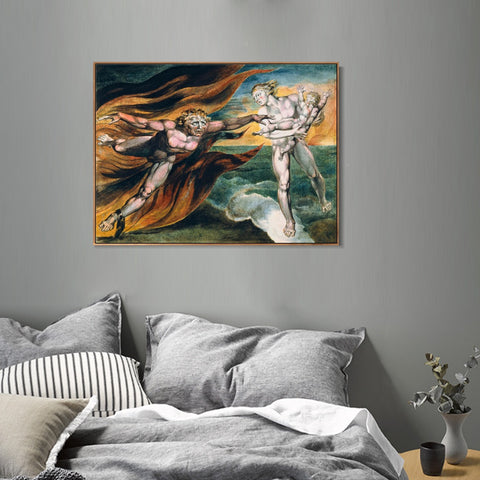 INVIN ART Framed Canvas Giclee Print Art Series#026 by William Blake Wall Art Living Room Home Office Decorations