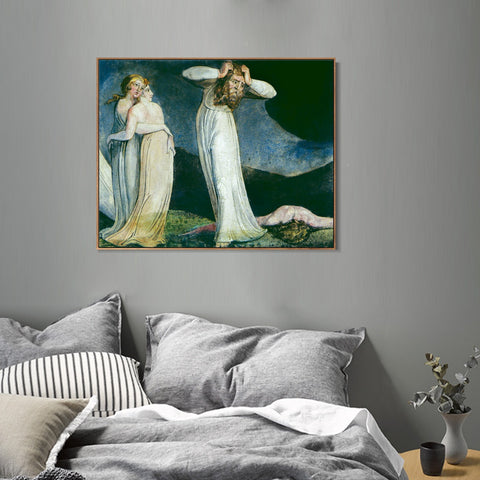 INVIN ART Framed Canvas Giclee Print Art Series#031 by William Blake Wall Art Living Room Home Office Decorations