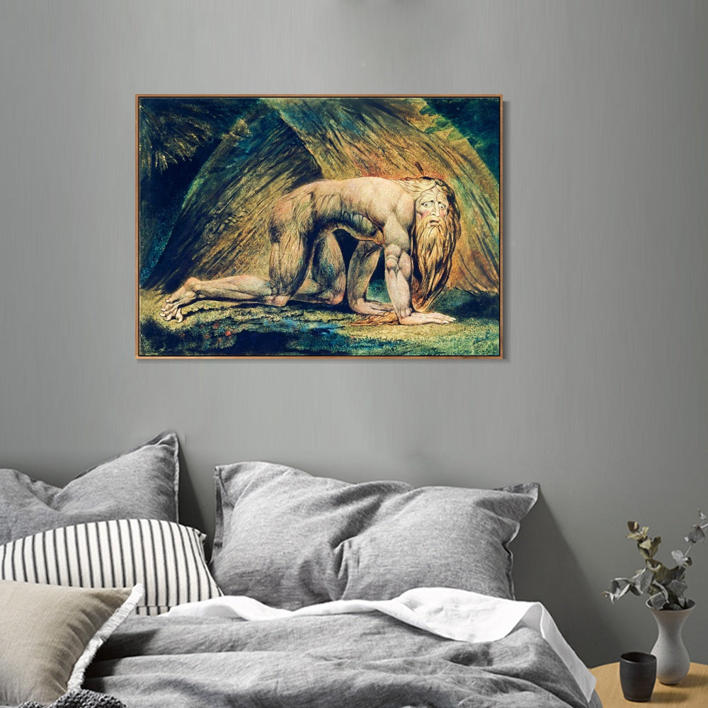 INVIN ART Framed Canvas Giclee Print Art NEBUCHADNEZZAR by William Blake Wall Art