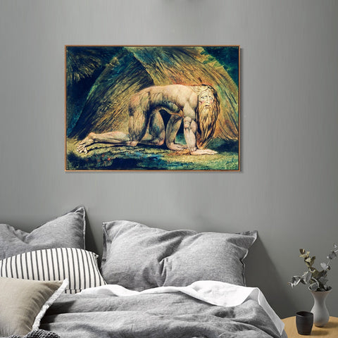 INVIN ART Framed Canvas Giclee Print Art NEBUCHADNEZZAR by William Blake Wall Art Living Room Home Office Decorations