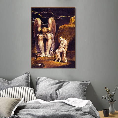 INVIN ART Framed Canvas Giclee Print Art Series#039 by William Blake Wall Art Living Room Home Office Decorations