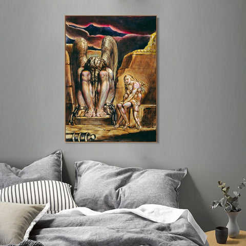 INVIN ART Framed Canvas Giclee Print Art Series#040 by William Blake Wall Art Living Room Home Office Decorations