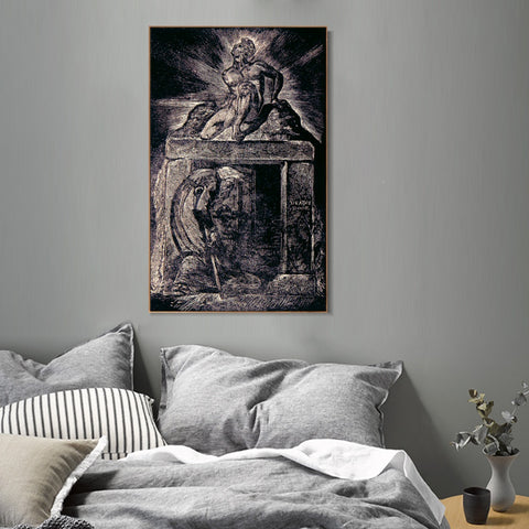 INVIN ART Framed Canvas Giclee Print Art Series#042 by William Blake Wall Art Living Room Home Office Decorations