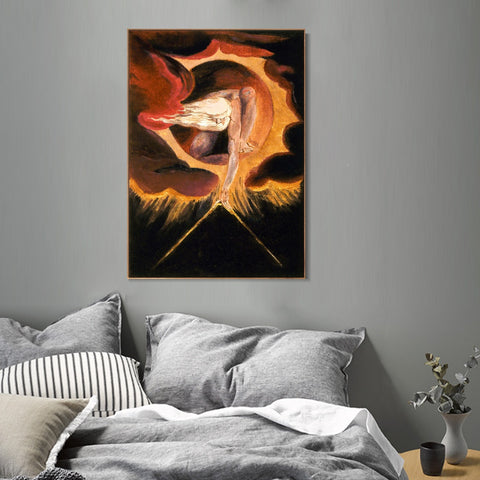 INVIN ART Framed Canvas Giclee Print Art the omnipotent#2 by William Blake Wall Art Living Room Home Office Decorations