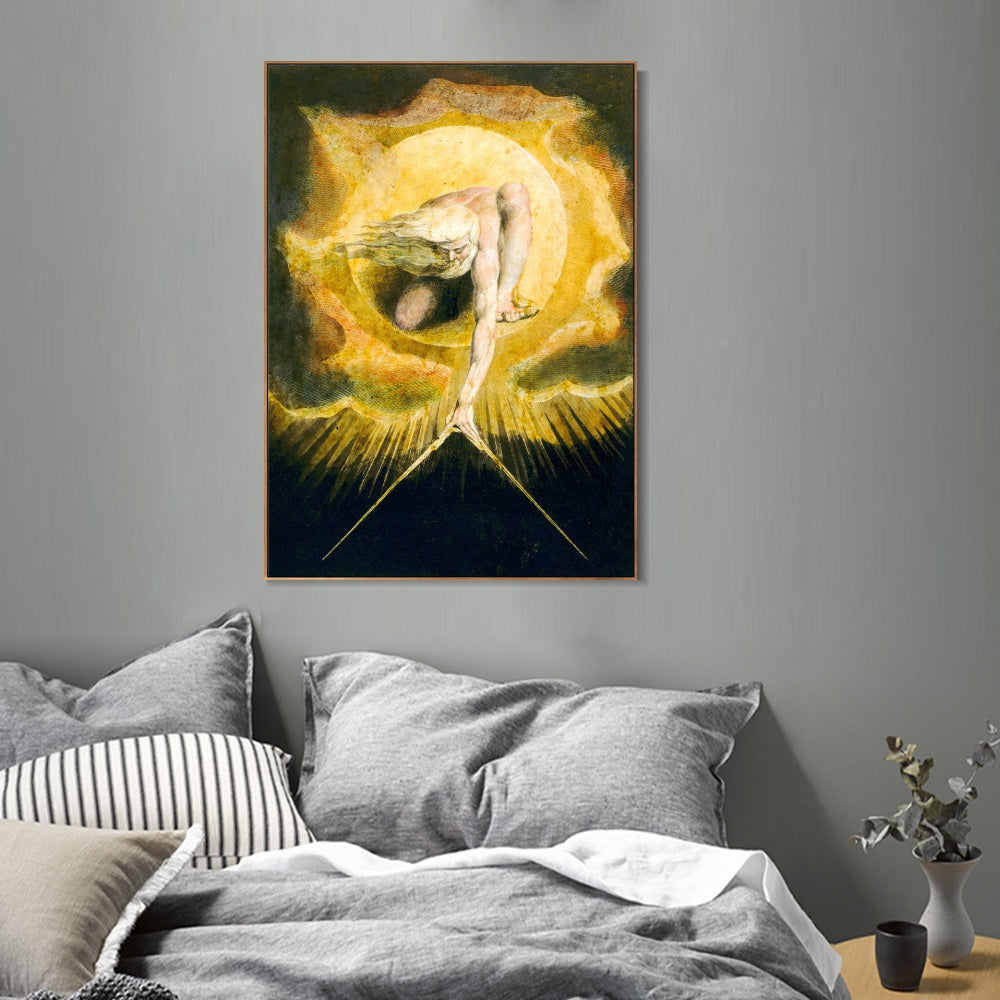 INVIN ART Framed Canvas Giclee Print Art The Ancient of Days, from 'Europe a Prophecy by William Blake Wall Art
