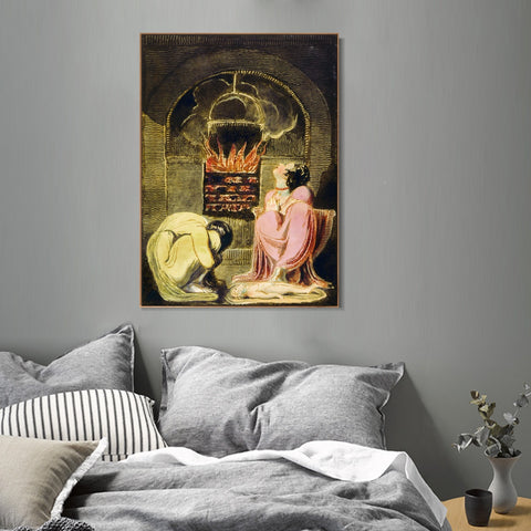 INVIN ART Framed Canvas Giclee Print Art Series#047 by William Blake Wall Art Living Room Home Office Decorations