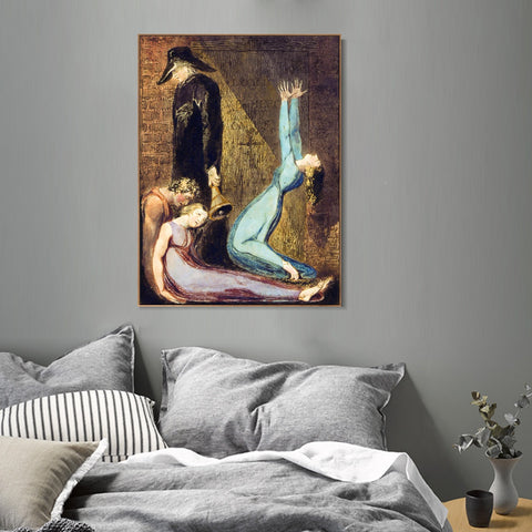 INVIN ART Framed Canvas Giclee Print Art Series#048 by William Blake Wall Art Living Room Home Office Decorations