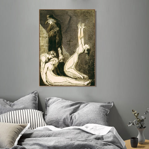INVIN ART Framed Canvas Giclee Print Art Series#049 by William Blake Wall Art Living Room Home Office Decorations