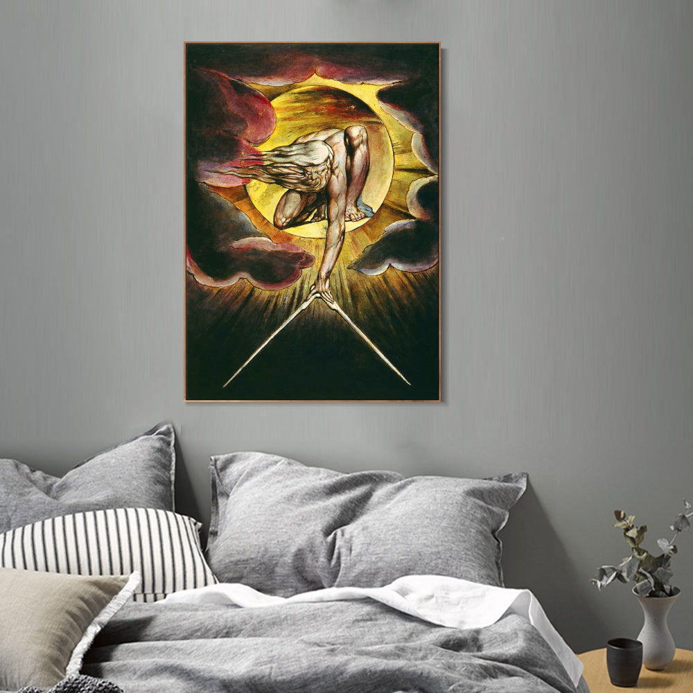 INVIN ART Framed Canvas Giclee Print Art the omnipotent by William Blake Wall Art