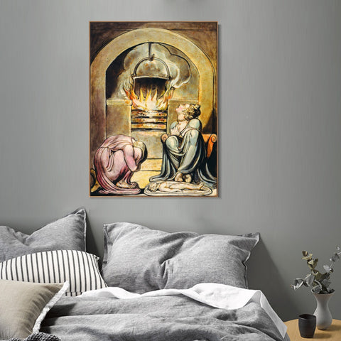 INVIN ART Framed Canvas Giclee Print Art Series#051 by William Blake Wall Art Living Room Home Office Decorations