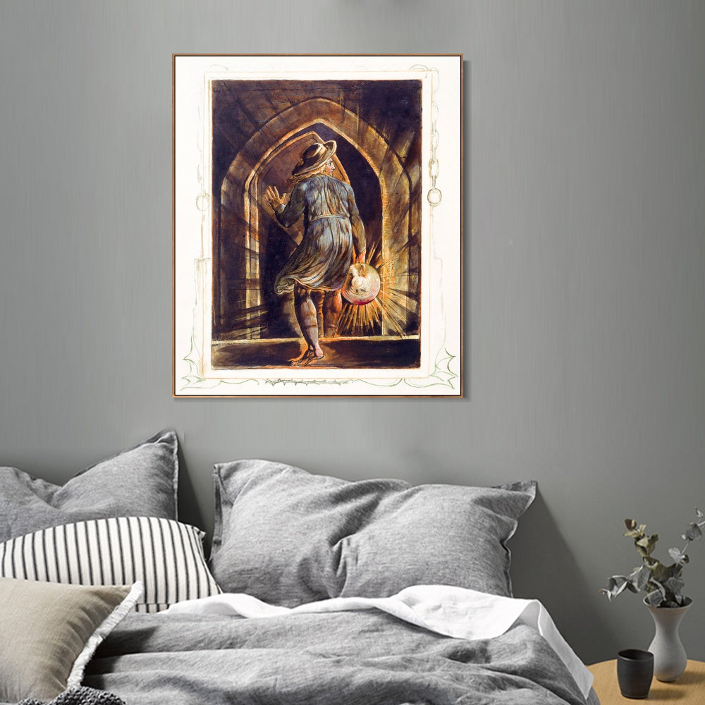 INVIN ART Framed Canvas Giclee Print Art Los Entering the Grave by William Blake Wall Art