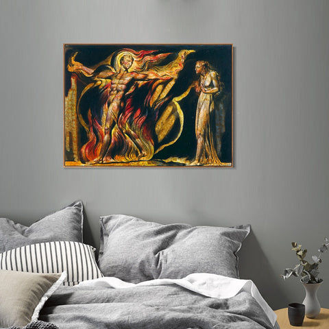 INVIN ART Framed Canvas Giclee Print Art Series#054 by William Blake Wall Art Living Room Home Office Decorations