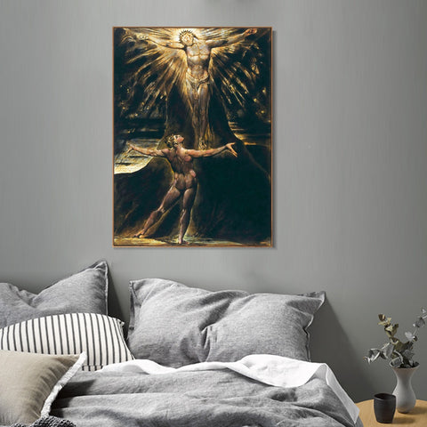 INVIN ART Framed Canvas Giclee Print Art Series#056 by William Blake Wall Art Living Room Home Office Decorations
