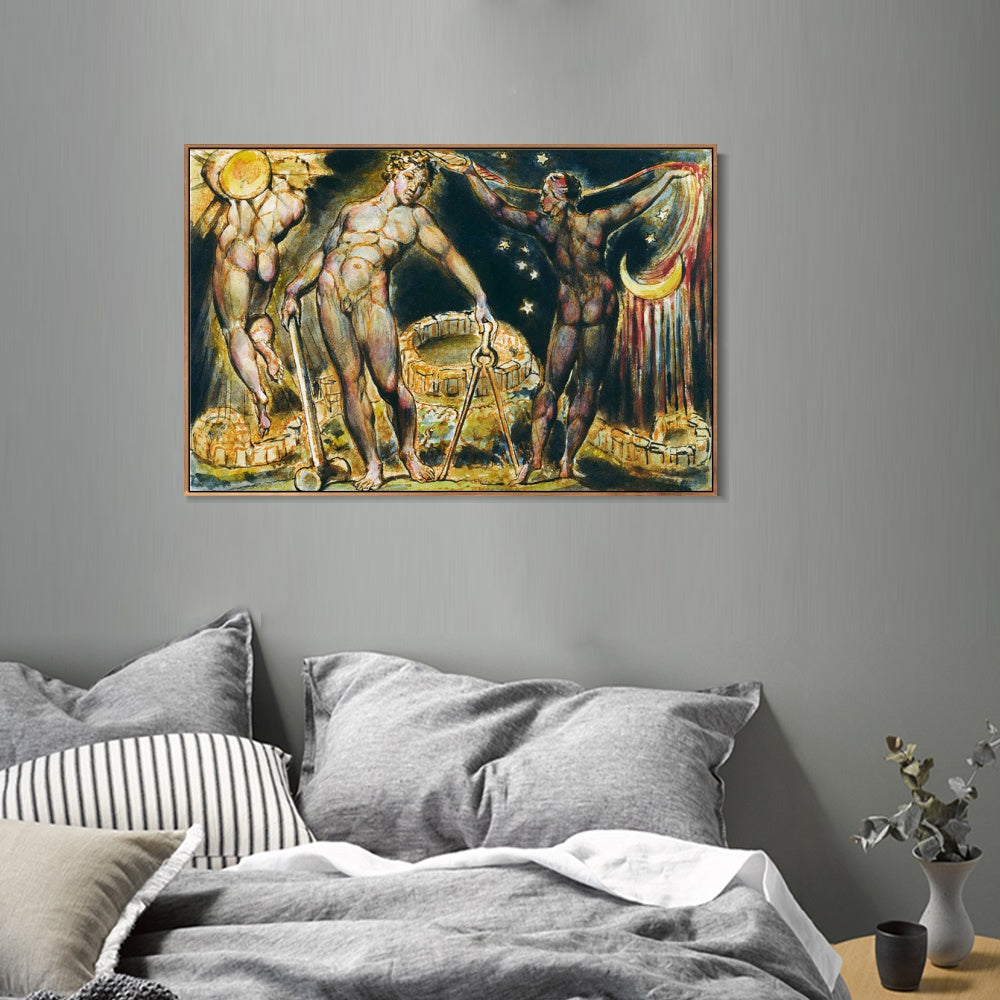 INVIN ART Framed Canvas Giclee Print Art Series#057 by William Blake Wall Art