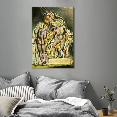 INVIN ART Framed Canvas Giclee Print Art Series#059 by William Blake Wall Art Living Room Home Office Decorations