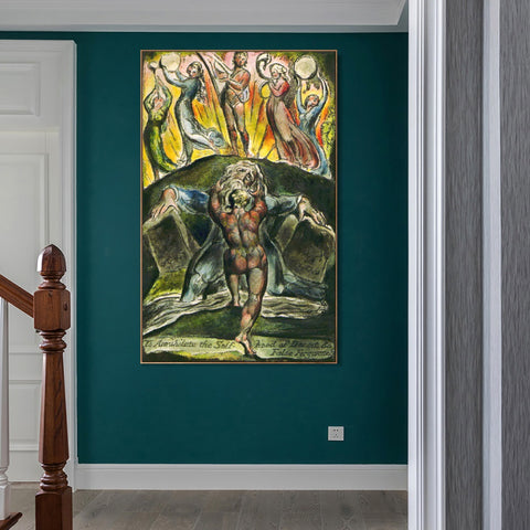 INVIN ART Framed Canvas Giclee Print Art Series#061 by William Blake Wall Art Living Room Home Office Decorations