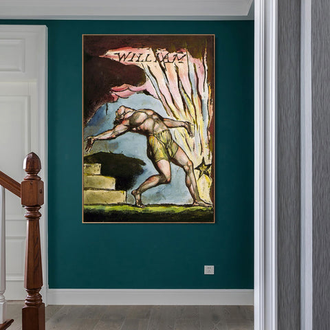 INVIN ART Framed Canvas Giclee Print Art Series#062 by William Blake Wall Art Living Room Home Office Decorations