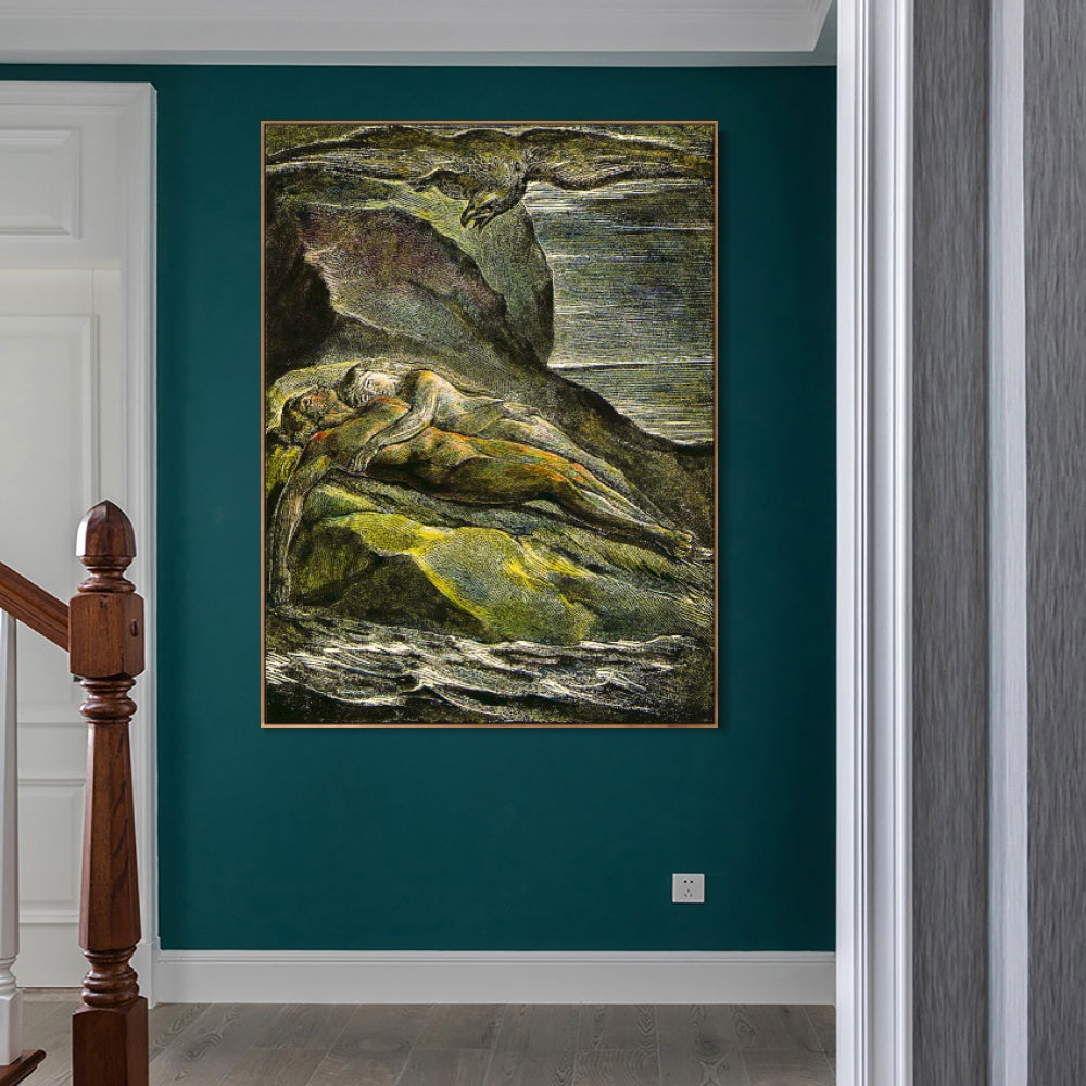 INVIN ART Framed Canvas Giclee Print Art Series#063 by William Blake Wall Art