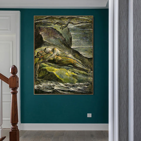 INVIN ART Framed Canvas Giclee Print Art Series#063 by William Blake Wall Art Living Room Home Office Decorations