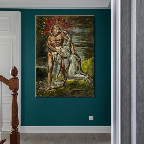 INVIN ART Framed Canvas Giclee Print Art Series#064 by William Blake Wall Art Living Room Home Office Decorations