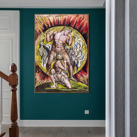 INVIN ART Framed Canvas Giclee Print Art Series#065 by William Blake Wall Art Living Room Home Office Decorations