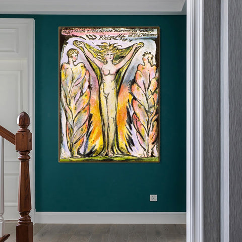 INVIN ART Framed Canvas Giclee Print Art Series#066 by William Blake Wall Art Living Room Home Office Decorations