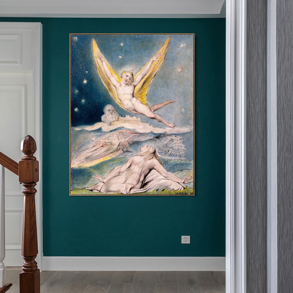 INVIN ART Framed Canvas Giclee Print Art Night Startled by William Blake Wall Art