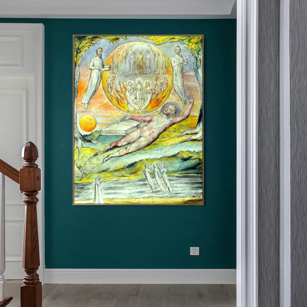INVIN ART Framed Canvas Giclee Print Art The Youthful Poet's Dream by William Blake Wall Art