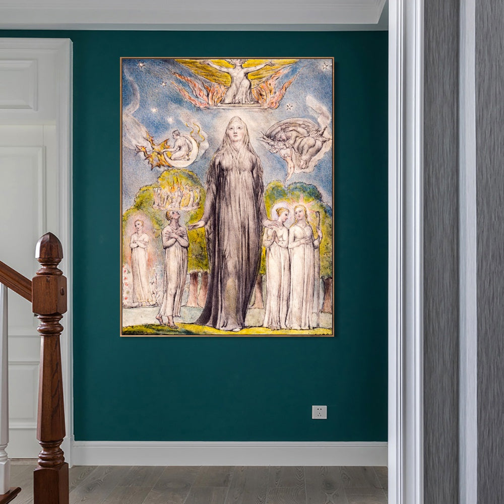 INVIN ART Framed Canvas Giclee Print Art Melancholy by William Blake Wall Art